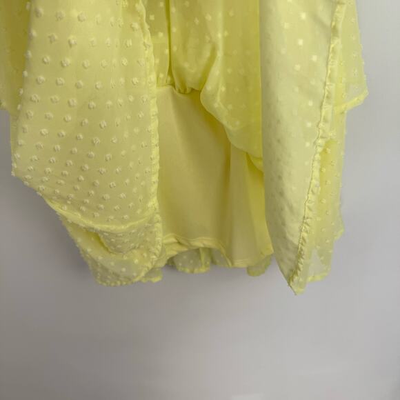 Altar'd State Yellow Tiered Ruffle Twist Swiss Dot Mini Dress Women Medium - Picture 5 of 8